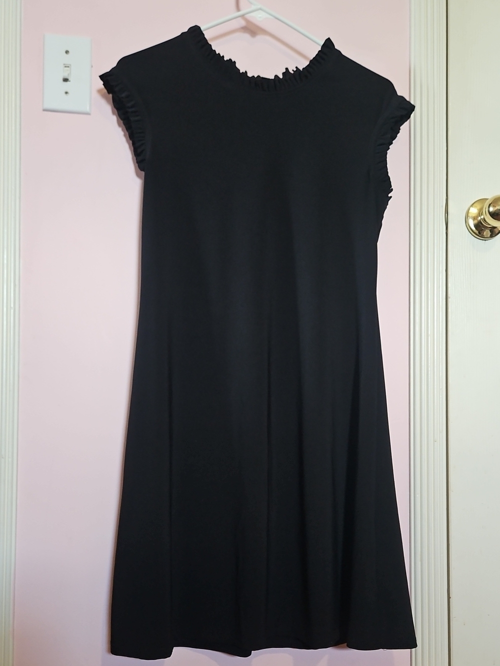 Nicole Miller Black Ruffle-Neck Mini Dress
